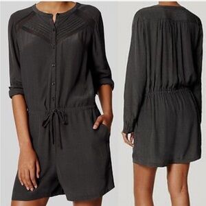 LOFT Charcoal Button-Up Romper